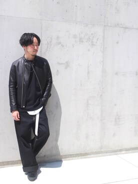 「FACETASM」｜「アイテム（ライダースジャケット）」を使った、🥑ke-toさん（メンズ・171cm）の春コーディネート