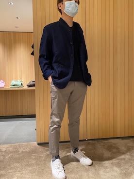 「45R（フォーティファイブアール）のアイテム（ピーコート）」を使った、Kenny Chowさん（メンズ・173cm）の春コーディネート