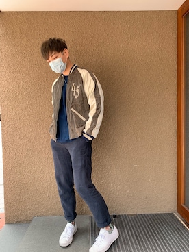 「45R（フォーティファイブアール）のアイテム（ナイロンジャケット）」を使った、Kenny Chowさん（メンズ・173cm）の夏コーディネート