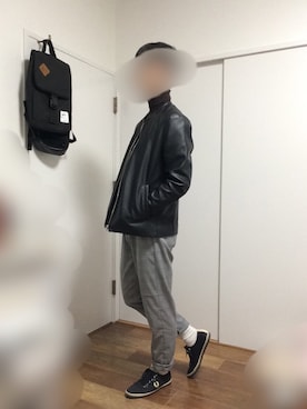 「ADAM ET ROPE'（アダムエロペ）のアイテム（ライダースジャケット）」を使った、リュウセイさん（メンズ・166cm）の春コーディネート