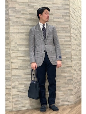 「アイテム（ハンドバッグ、ブルー系）」を使った、蒲生さん（メンズ・170cm）の夏コーディネート