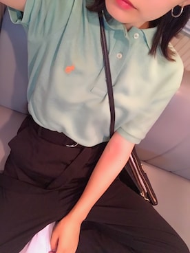 「POLO RALPH LAUREN（ポロ ラルフ ローレン）のPolo Ralph Lauren - ロゴ刺繍ポロシャツ - men - コットン/スパンデックス - L（ポロシャツ、グリーン系）」を使った、pinkoさん（レディース）の夏コーディネート