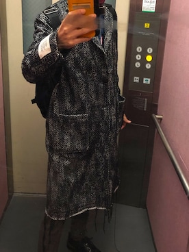 「DIESEL（ディーゼル）のアイテム（チェスターコート）」を使った、川本 直也さん（メンズ・175cm）の冬コーディネート