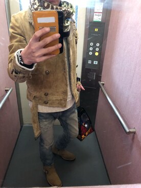 「UNIQLO（ユニクロ）のアイテム（ニット/セーター、ホワイト系）」を使った、川本 直也さん（メンズ・175cm）の冬コーディネート