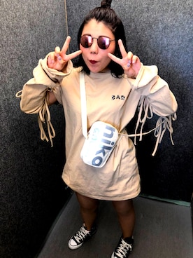 「BAD（バッド）のアイテム」を使った、Kaoriさん（レディース・153cm）の春コーディネート