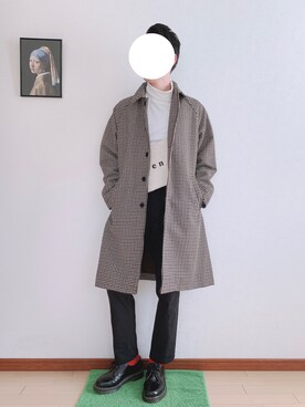 「アイテム（ステンカラーコート）」を使った、WINさん（メンズ・172cm・20代）の冬コーディネート