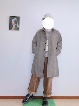 「アイテム（ステンカラーコート）」を使った、WINさん（メンズ・172cm・20代）の冬コーディネート