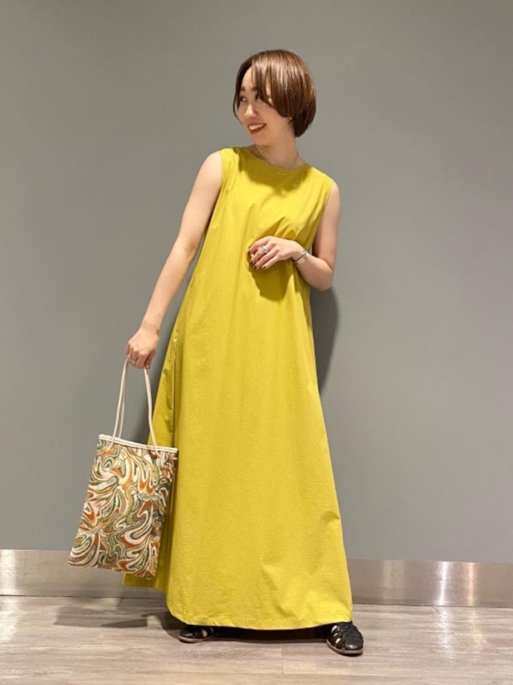 「ワンピース、under155、トラベル /リゾート、□骨格ウェーブ」｜「green label relaxingのFFC チェーン ショート ネックレス（ネックレス、その他）」を使った、kiryu_tさん（レディース・153cm）の夏コーディネートの1枚目の写真