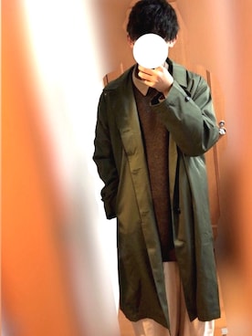 「adrer」｜「アイテム（ステンカラーコート）」を使った、スリッパなのは悪しからずさん（メンズ・182cm）の冬コーディネート