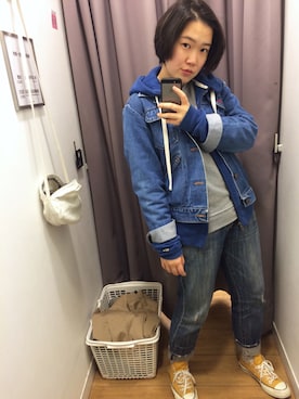 「Wrangler」｜「アイテム（モッズコート）」を使った、Luxxetaさん（レディース・159cm）の冬コーディネート