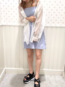 「Heather（ヘザー）のサイドスリットスケチュニックシャツ　885763（シャツ/ブラウス）」を使った、アミリさん（レディース・163cm）の春コーディネート