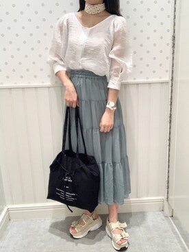 「へザー」｜「アイテム（トートバッグ）」を使った、アミリさん（レディース・163cm）の春コーディネート