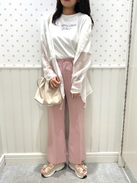 「Heather（ヘザー）のサイドスリットスケチュニックシャツ　885763（シャツ/ブラウス）」を使った、アミリさん（レディース・163cm）の春コーディネート