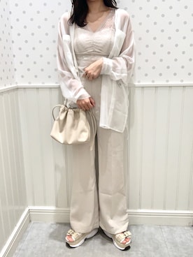 「Heather（ヘザー）のサイドスリットスケチュニックシャツ　885763（シャツ/ブラウス）」を使った、アミリさん（レディース・163cm）の春コーディネート