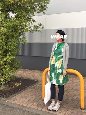 「PAR ICI」｜「アイテム（ハンチング/ベレー帽）」を使った、pororiさん（レディース・163cm）の春コーディネート