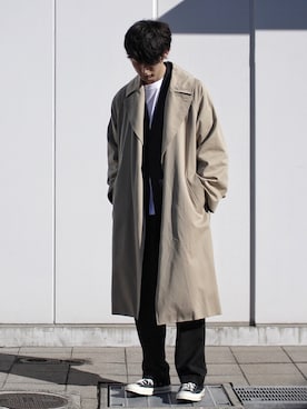 「アイテム（トレンチコート）」を使った、_ryo_さん（メンズ・180cm）の冬コーディネート