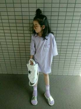 「CONVERSE TOKYO（コンバーストウキョウ）のアイテム」を使った、三姉妹❤さん（キッズ・123cm）の夏コーディネート