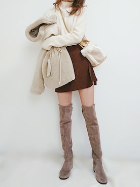 「DHOLIC（ディーホリック）のアイテム（その他アウター）」を使った、yu.さん（レディース・165cm）の冬コーディネート