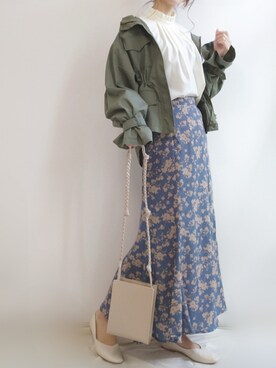 「reca（レカ）のアイテム（ミリタリージャケット）」を使った、yu.さん（レディース・165cm）の春コーディネート