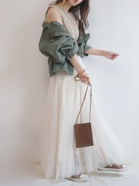 「reca（レカ）のアイテム（ミリタリージャケット）」を使った、yu.さん（レディース・165cm）の春コーディネート