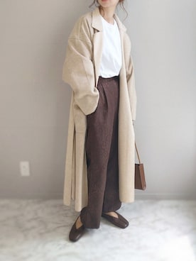 「秋のカフェオレコーデ」｜「アイテム（チェスターコート）」を使った、yu.さん（レディース・165cm）の秋コーディネート