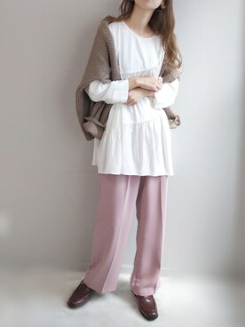 「OZOC（オゾック）のアイテム（その他シューズ）」を使った、yu.さん（レディース・165cm）の秋コーディネート