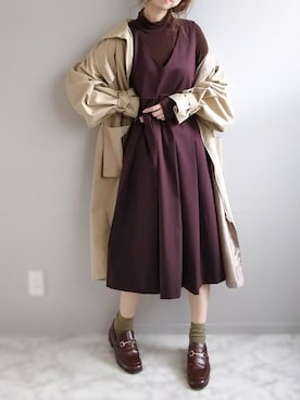 「OZOC（オゾック）のアイテム（その他シューズ）」を使った、yu.さん（レディース・165cm）の秋コーディネート
