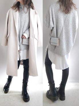 「Ambre Neige（アンブルネージュ）のバンドカラーシャツ／【WEB/EC限商品定商品】（シャツ/ブラウス）」を使った、yu.さん（レディース・165cm）の冬コーディネート