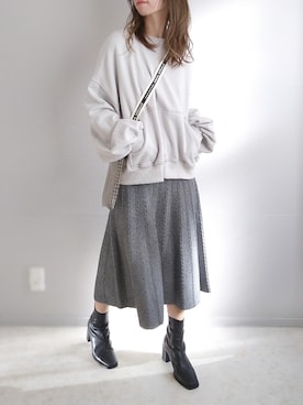 「アイテム（スウェット）」を使った、yu.さん（レディース・165cm）の冬コーディネート