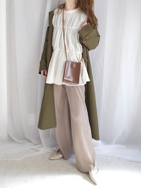 「dholic」｜「アイテム（ステンカラーコート）」を使った、yu.さん（レディース・165cm）の冬コーディネート