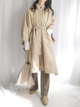 「アイテム（ローファー、グリーン系）」を使った、yu.さん（レディース・165cm）の春コーディネート