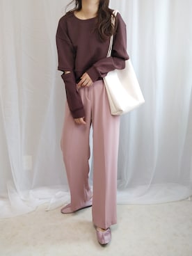 「LAC-VERT（ラック・ヴェール）の【LAC VERT/ラック・ヴェール】PUレザートートバッグ（トートバッグ）」を使った、yu.さん（レディース・165cm）の春コーディネート