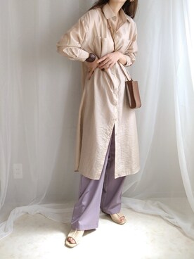 「CLEA（クレア）のアイテム（スラックス）」を使った、yu.さん（レディース・165cm）の春コーディネート