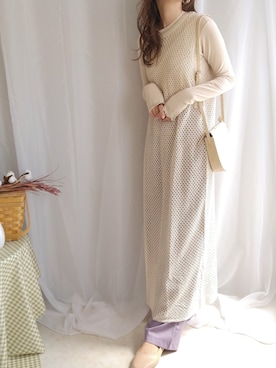 「CLEA（クレア）のアイテム（スラックス）」を使った、yu.さん（レディース・165cm）の春コーディネート