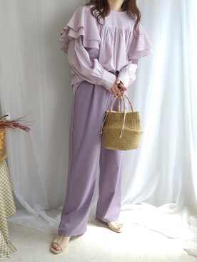 「CLEA（クレア）のアイテム（スラックス）」を使った、yu.さん（レディース・165cm）の春コーディネート