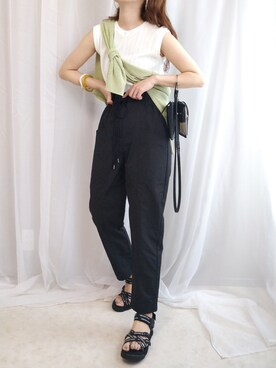 「OMNES Another Edition（オムネス アナザーエディション）のアイテム」を使った、yu.さん（レディース・165cm）の春コーディネート