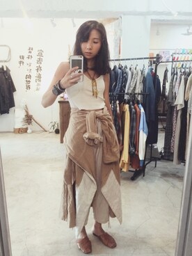 「棉麻」｜Amanさん（レディース・164cm）の夏コーディネート