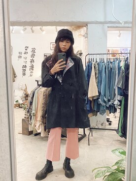 「VINTAGE（ヴィンテージ）のアイテム（ピーコート）」を使った、Amanさん（レディース・164cm）の秋コーディネート