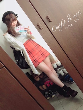 「CECIL McBEE（セシルマクビー）のアイテム（ハンチング/ベレー帽）」を使った、SAKURAさん（レディース・163cm）の秋コーディネート