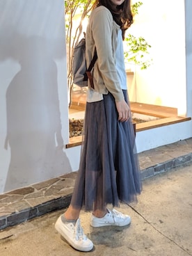 「MUJI」｜「アイテム（その他シューズ）」を使った、donutさん（レディース・170cm）の春コーディネート
