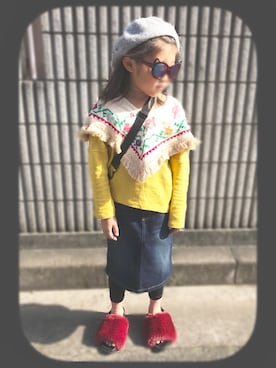 「Right-on（ライトオン）のアイテム（その他シューズ）」を使った、3sisters-y.h.m.さん（キッズ・110cm）の秋コーディネート