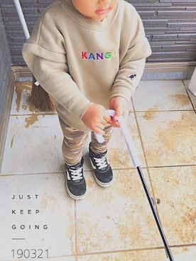 「KANGOL（カンゴール）のアイテム（スウェット）」を使った、rinaaaさん（キッズ・90cm）の春コーディネート