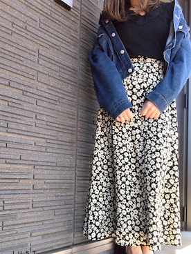「one after another NICE CLAUP（ワンアフターアナザーナイスクラップ）のアイテム（デニムジャケット）」を使った、rinaaaさん（レディース・158cm）の春コーディネート