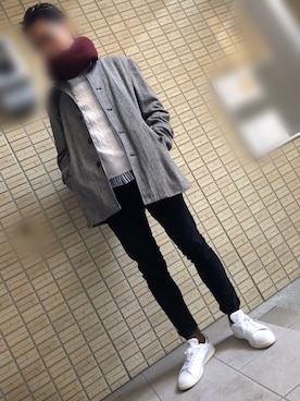 「チドリ柄」｜「アイテム（ステンカラーコート）」を使った、k-sanさん（メンズ・177cm）の秋コーディネート