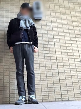 「ノーカラー」｜「アイテム（デニムジャケット）」を使った、k-sanさん（メンズ・177cm）の冬コーディネート