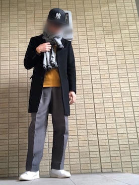 「マスタード」｜「アイテム（チェスターコート）」を使った、k-sanさん（メンズ・177cm）の冬コーディネート