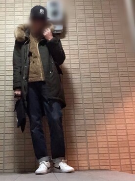 「ボア」｜「アイテム（モッズコート）」を使った、k-sanさん（メンズ・177cm）の冬コーディネート
