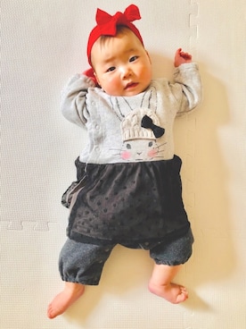「真顔」｜3Uさん（キッズ・60cm）の春コーディネート