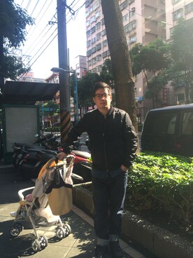 「PULL&BEAR（プルアンドベア）のアイテム（MA-1）」を使った、Jimmy Huangさん（メンズ・178cm）の冬コーディネート
