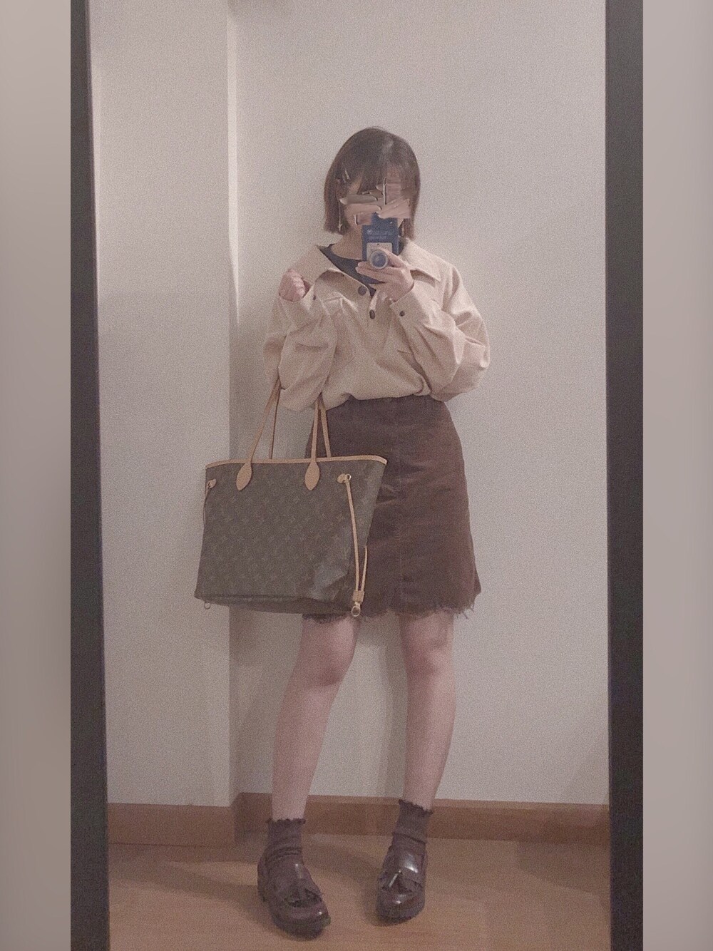 「今日のコーデ、春コーデ、ootd、Heather、休日スタイル」｜「LOUIS VUITTONのTOPセラー賞受賞！#LOUIS VUITTON#NEVERFULL MM（トートバッグ、その他）」を使った、inrinさん（レディース・152cm）の春コーディネートの1枚目の写真